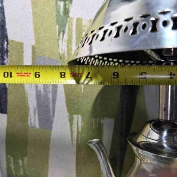 Vtg Rococo Style Silver Plated Metal Tea Pot Table Lamp Light With Ornate Shade - Picture 3 of 15